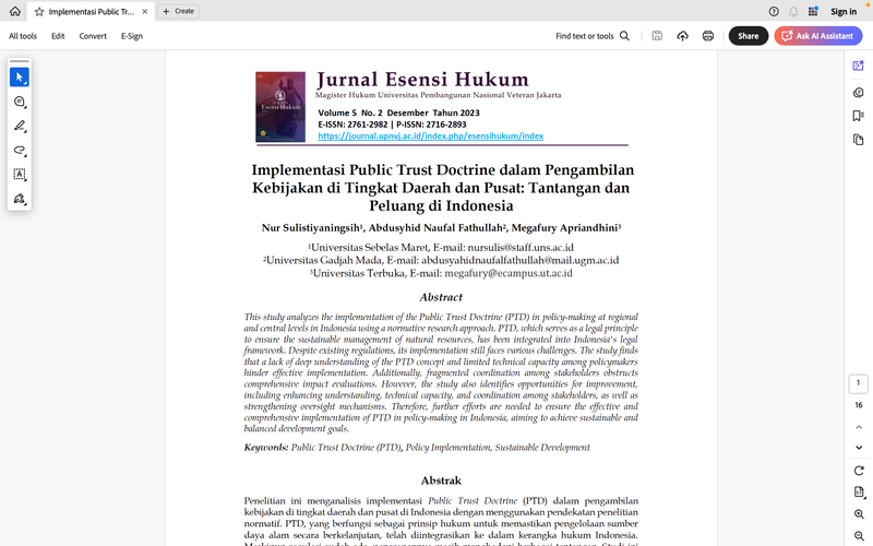 Highlight image for Artikel Implementasi Public Trust Doctrine 