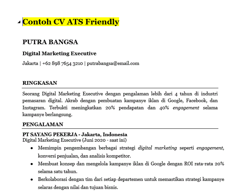Highlight image for [LIMITED] - KUMPULAN CV ATS & COVER LETTER BAHASA INGGRIS & INDONESIA