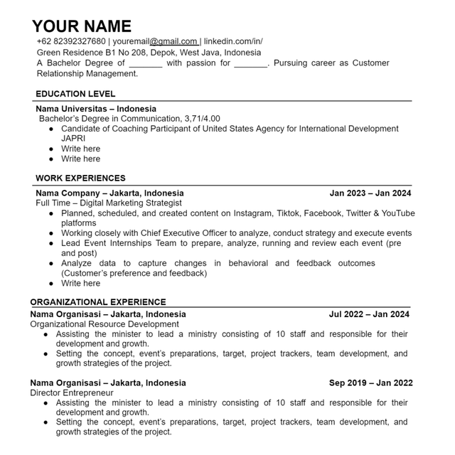 💢 DAPATKAN TEMPLATE CV ATS FRIENDLY SECARA GRATIS!
