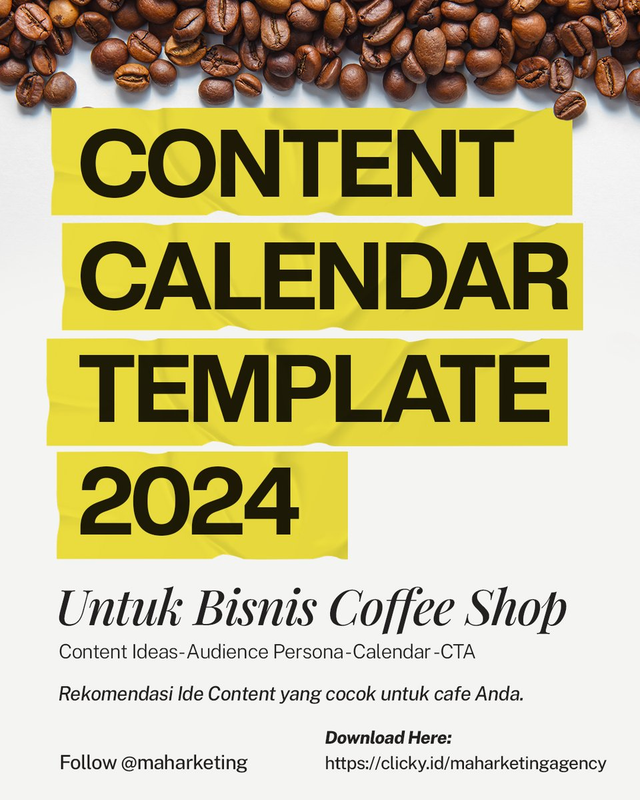 Highlight image 1 for Content Calendar Template 2024 (Coffee Shop)