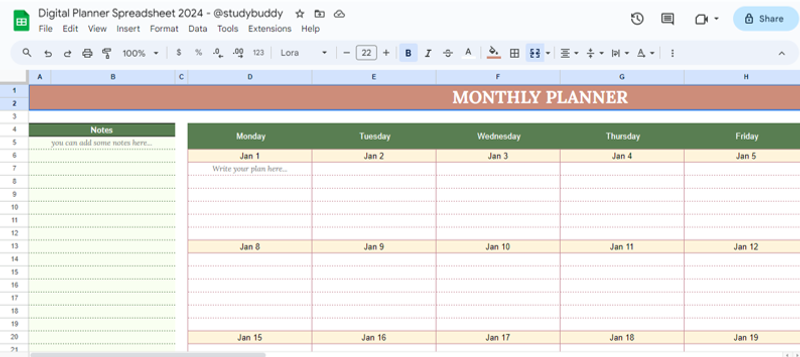 Highlight image 3 for Digital Planner Spreadsheet 2024