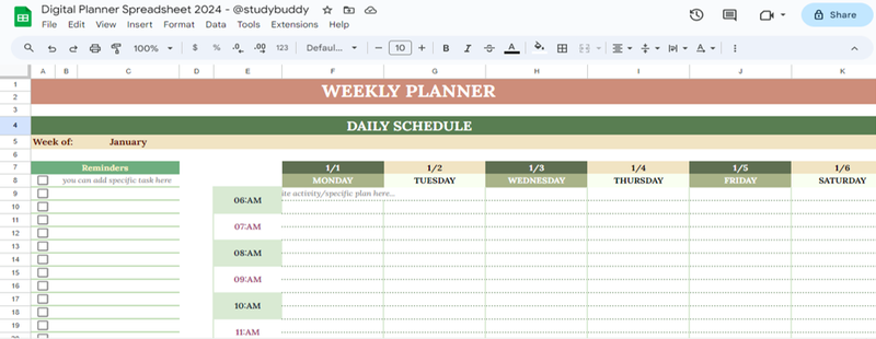 Highlight image 4 for Digital Planner Spreadsheet 2024