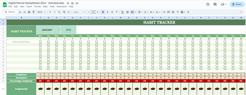Highlight image 5 for Digital Planner Spreadsheet 2024