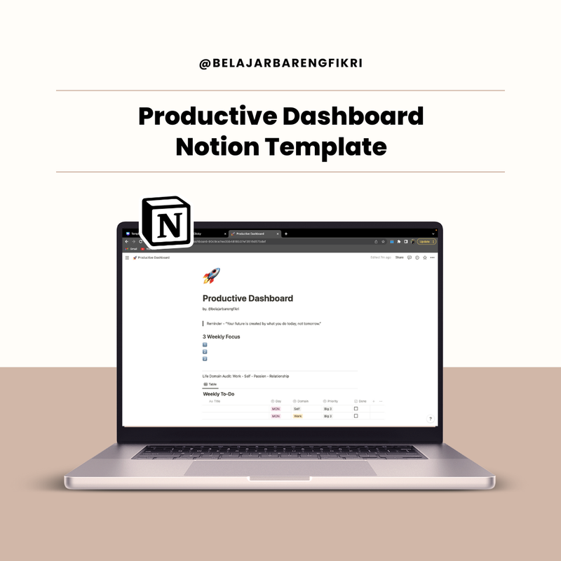 Highlight image for [FREE] Productive Dashboard Notion Template