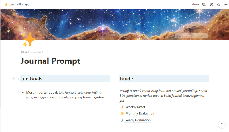 Highlight image 1 for Journal Prompts Notion's Template