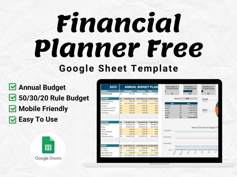 [FREE] Financial Planner Template (Google Sheet / Spreadsheet not Excel)