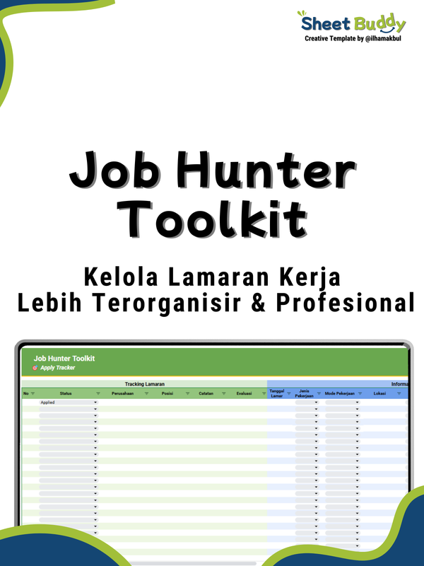 Highlight image 1 for 💼 Job Hunter Toolkit | Template Tracker Lamaran Kerja, Free CV ATS (Google Sheet / Spreadsheet not Excel)