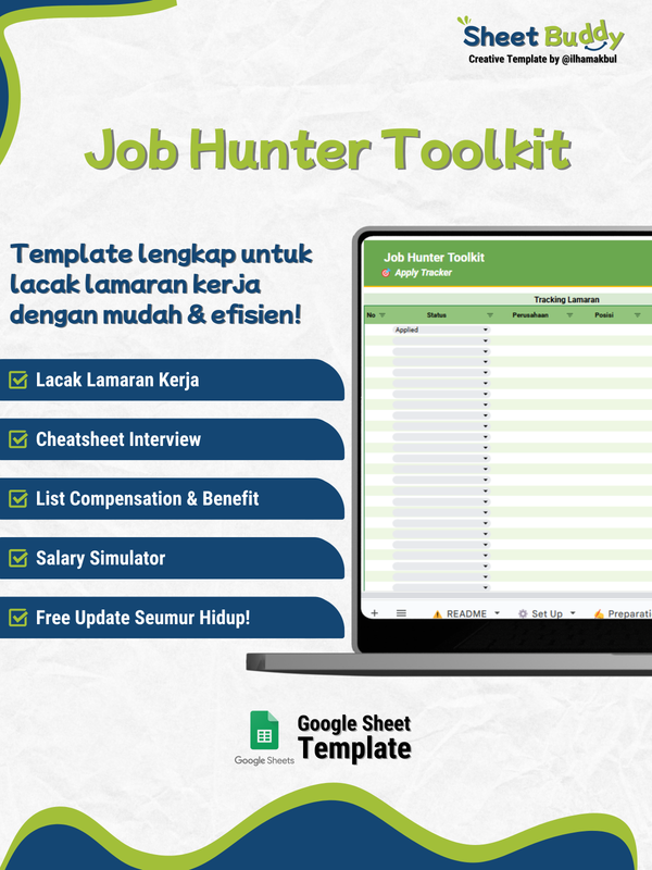 Highlight image 2 for 💼 Job Hunter Toolkit | Template Tracker Lamaran Kerja, Free CV ATS (Google Sheet / Spreadsheet not Excel)