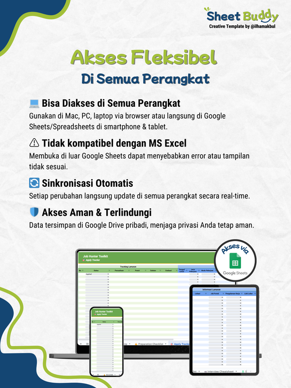 Highlight image 4 for 💼 Job Hunter Toolkit | Template Tracker Lamaran Kerja, Free CV ATS (Google Sheet / Spreadsheet not Excel)