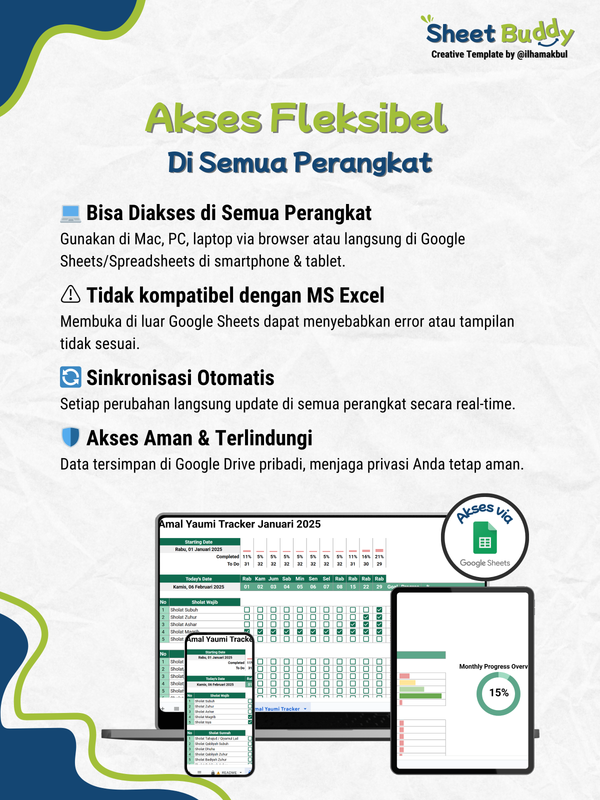 Highlight image for 📝 Amal Yaumi Tracker Template (Google Sheet / Spreadsheet not Excel)