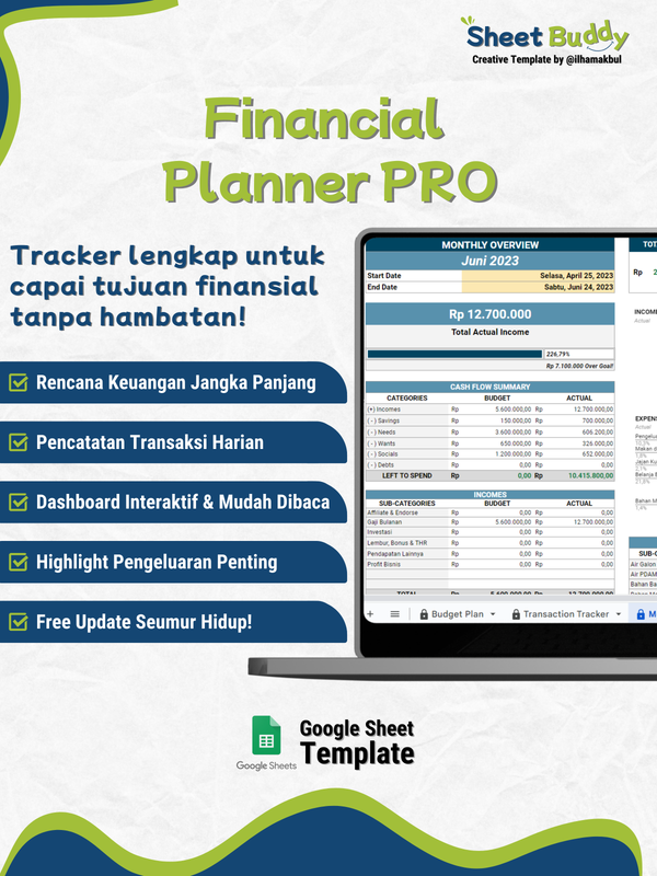 Highlight image for 🧮 Financial Planner Pro Template (Google Sheet / Spreadsheet not Excel)