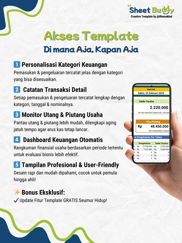Highlight image 3 for 💼 Simple Business Manager - Template Pencatatan Keuangan UMKM (Google Sheet / Spreadsheet not Excel)