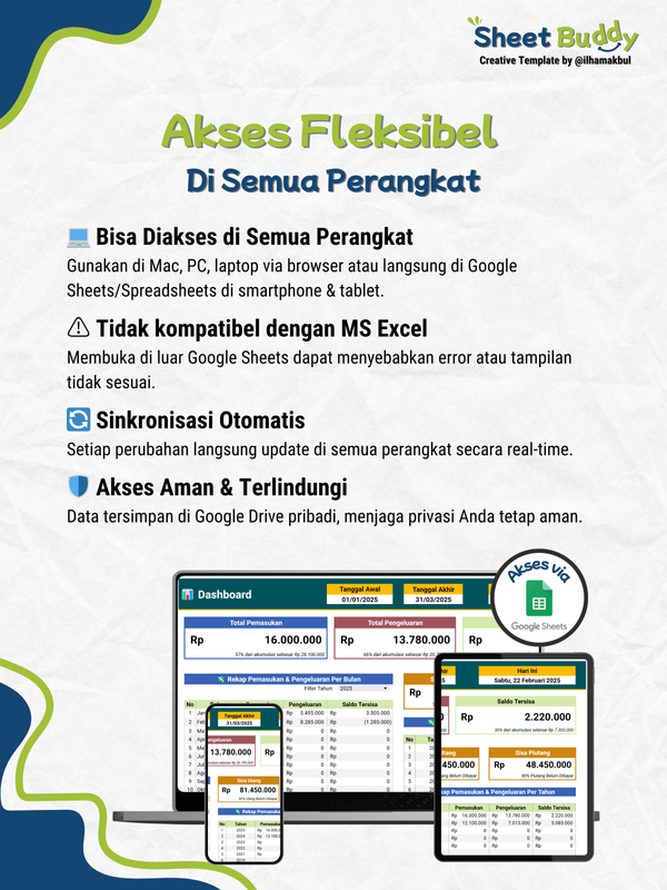Highlight image 4 for 💼 Simple Business Manager - Template Pencatatan Keuangan UMKM (Google Sheet / Spreadsheet not Excel)