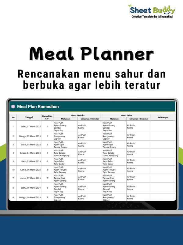 Highlight image for 🌙 The Ultimate Ramadhan Planner Template - Raih Target Spiritual & Finansialmu (Google Sheet / Spreadsheet not Excel)