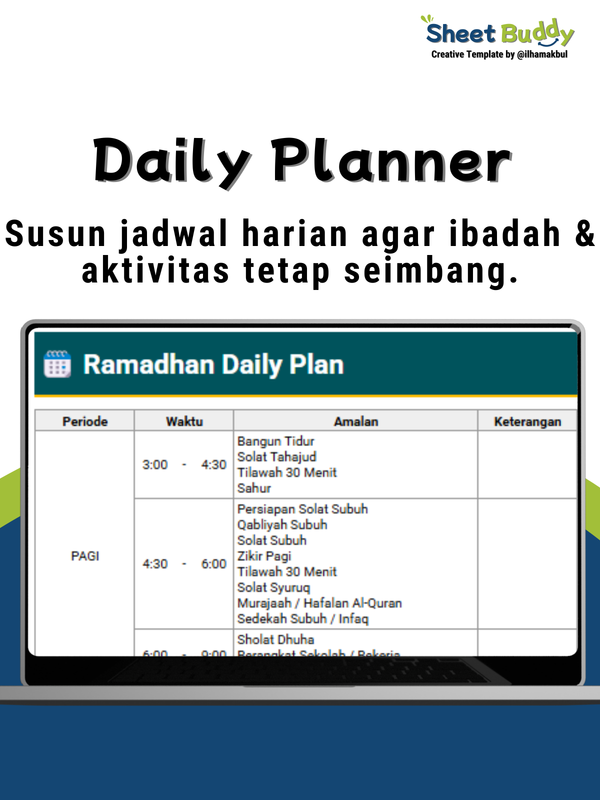 Highlight image for 🌙 The Ultimate Ramadhan Planner Template - Raih Target Spiritual & Finansialmu (Google Sheet / Spreadsheet not Excel)