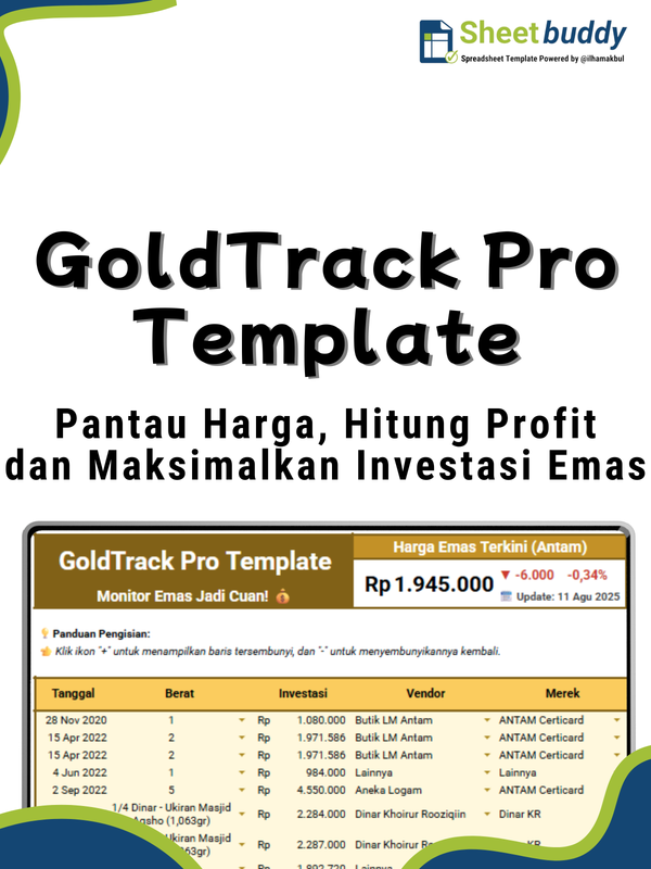 Highlight image for 💰 GoldTrack Pro Template - Monitor Emas Jadi Cuan! (Google Sheet / Spreadsheet not Excel)