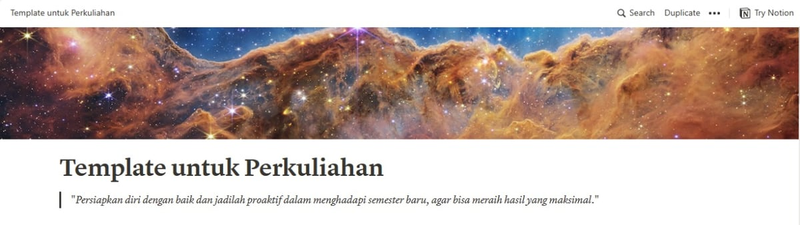 Highlight image 1 for Template Notion untuk Perkuliahan