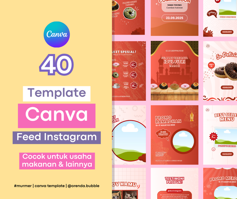 Highlight image 1 for Template Desain Instagram USAHA JUALAN MAKANAN | 40 TEMPLATE DESIGN CANVA 