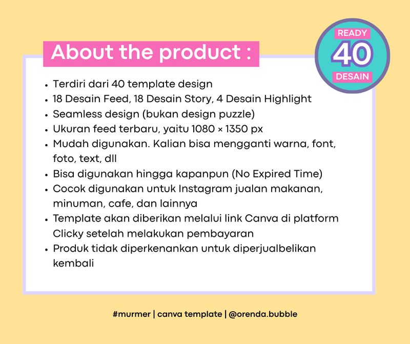Highlight image 2 for Template Desain Instagram USAHA JUALAN MAKANAN | 40 TEMPLATE DESIGN CANVA 