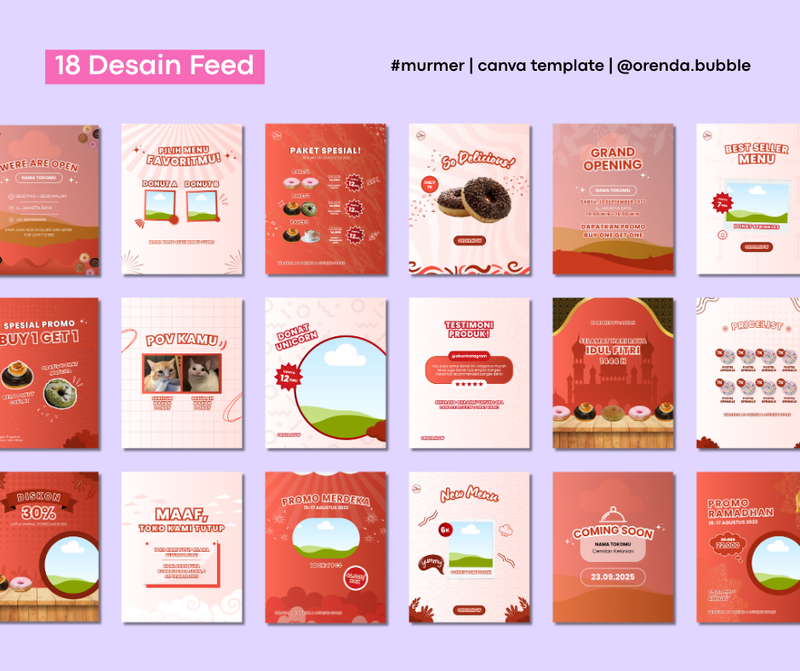 Highlight image 3 for Template Desain Instagram USAHA JUALAN MAKANAN | 40 TEMPLATE DESIGN CANVA 