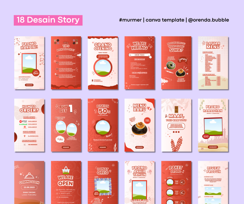 Highlight image 4 for Template Desain Instagram USAHA JUALAN MAKANAN | 40 TEMPLATE DESIGN CANVA 