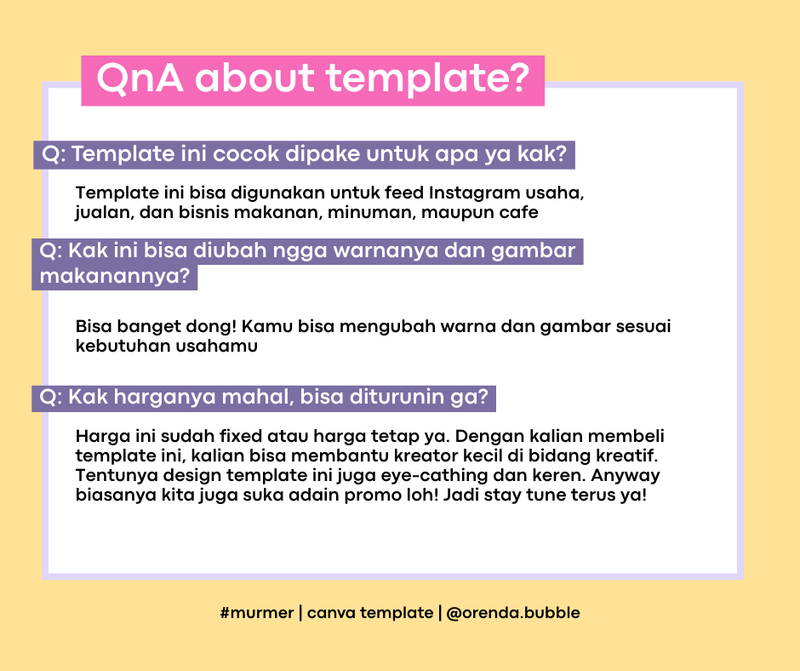 Highlight image 5 for Template Desain Instagram USAHA JUALAN MAKANAN | 40 TEMPLATE DESIGN CANVA 
