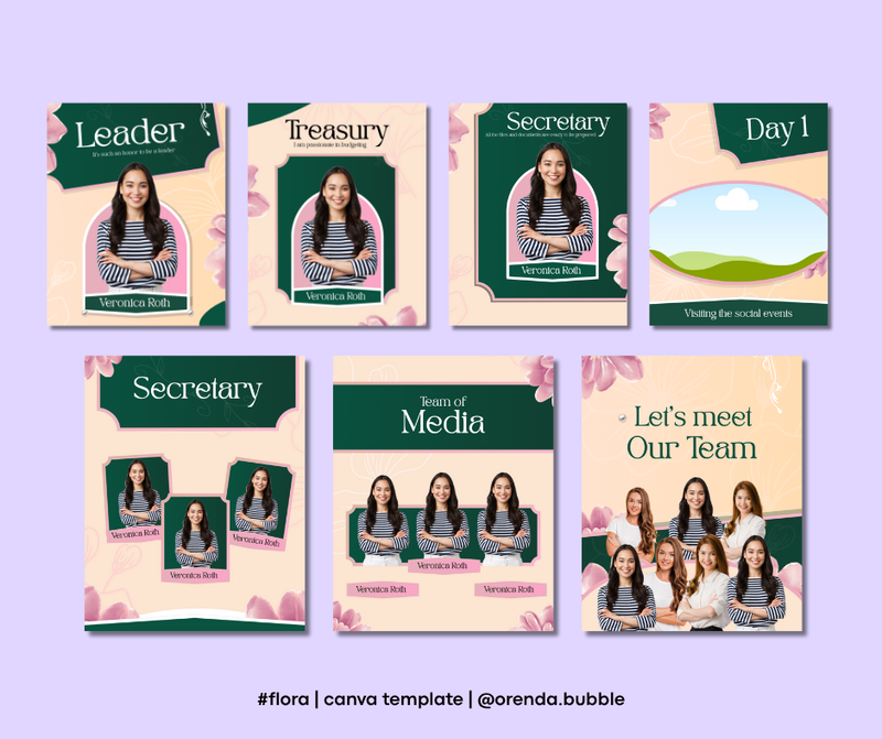 Highlight image 3 for Template Feed Instagram Struktur Organisasi & KKN | Template Canva Aesthetic | #FLORA EDITION