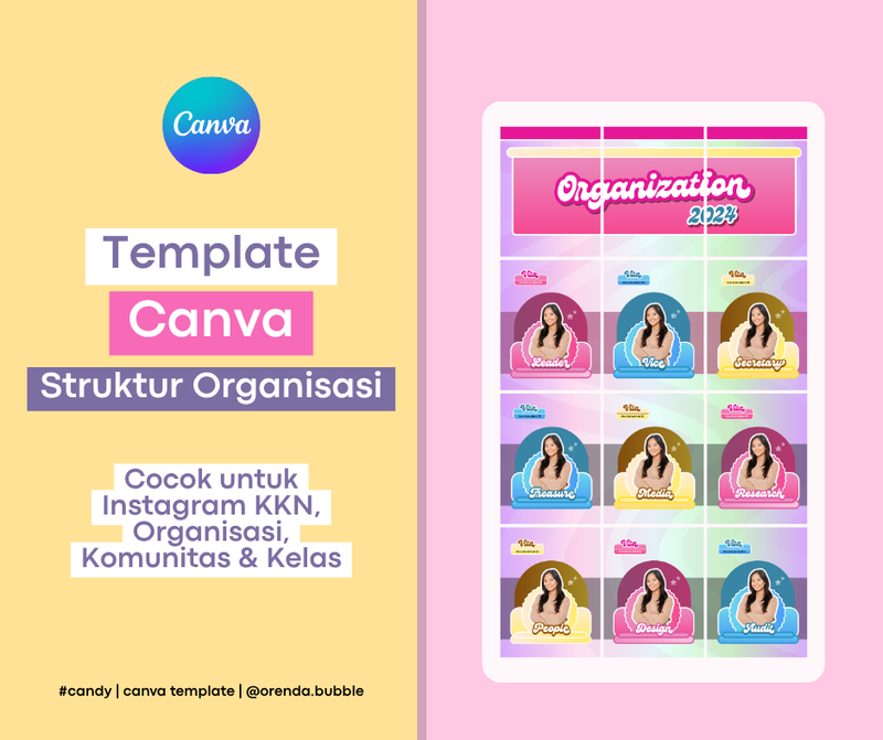 Highlight image 1 for Template Feed Instagram Struktur Organisasi & KKN | Template Canva Aesthetic | #CANDY EDITION