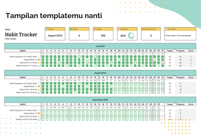 Highlight image for [FREE] Habit Tracker Template (Agustus - Desember 2023)