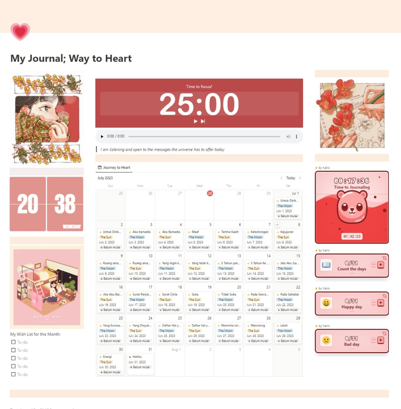Highlight image for Way to Heart: 31 days of self discovery journal