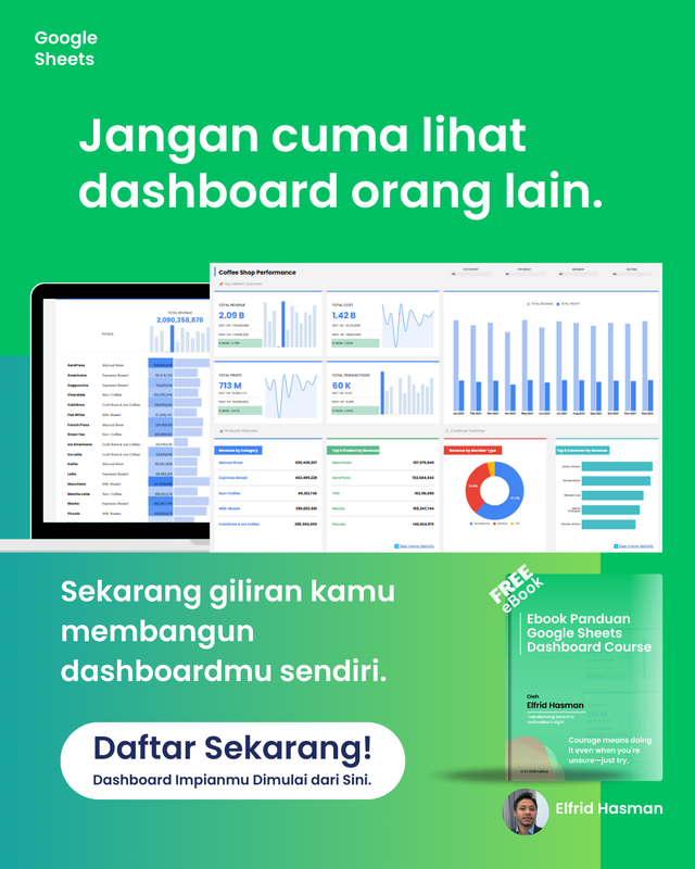 Highlight image for Google Sheet Dashboard Course - Free Ebook Panduan Lengkap Dashboard Google Sheets