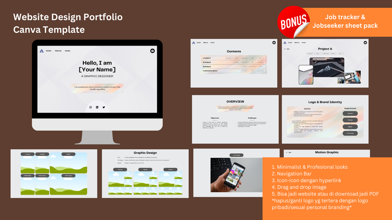 Highlight image for Canva Website Portfolio Template for Graphic Designer+FREEBIES Job seeker starter pack
