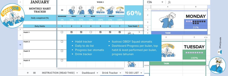 Highlight image for Habit Tracker Google Sheets - Resident Playbook Edition