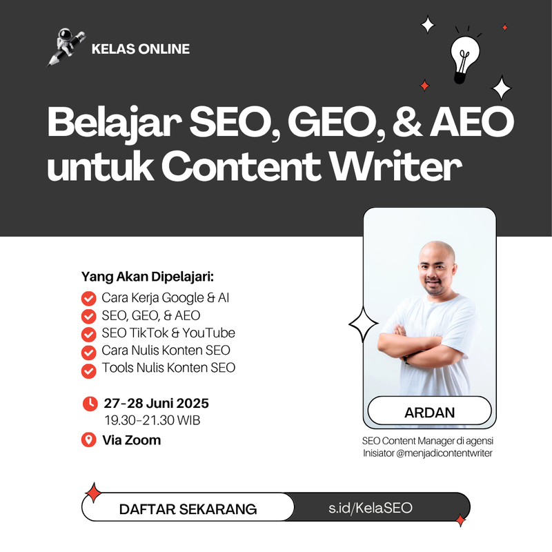 Image for KELAS SEO CONTENT WRITING DI ERA AI