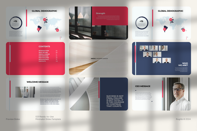 Image for 525 Ready-to-Use Minimalist Slides Template