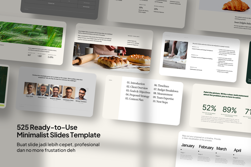 Highlight image 1 for 525 Ready-to-Use Minimalist Slides Template