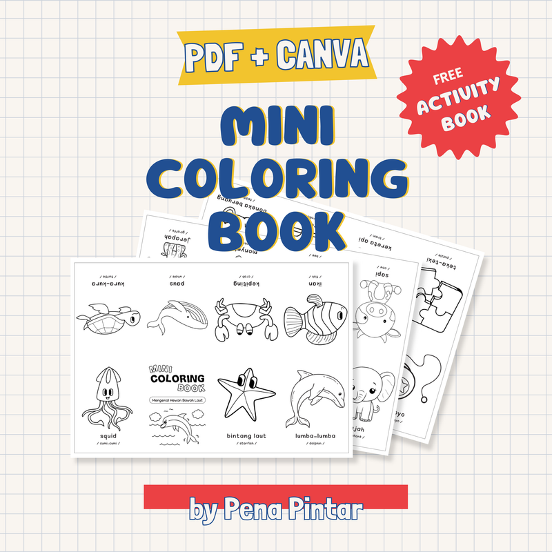 Highlight image 1 for Foldable Mini Coloring Book (PDF+Canva Template)