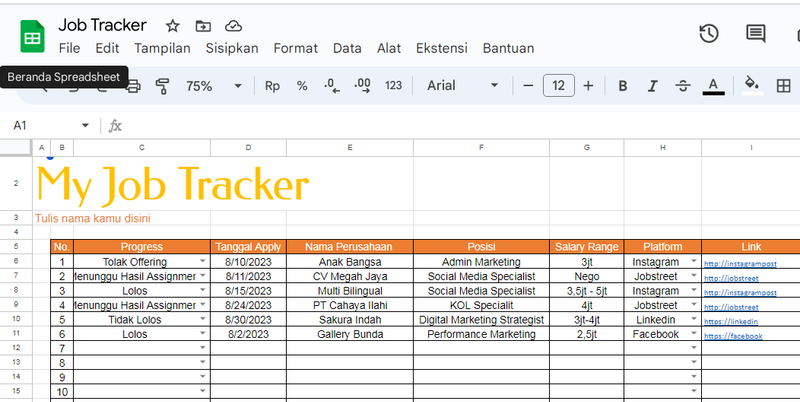 Highlight image 2 for JOB TRACKER EXCEL TEMPLATE