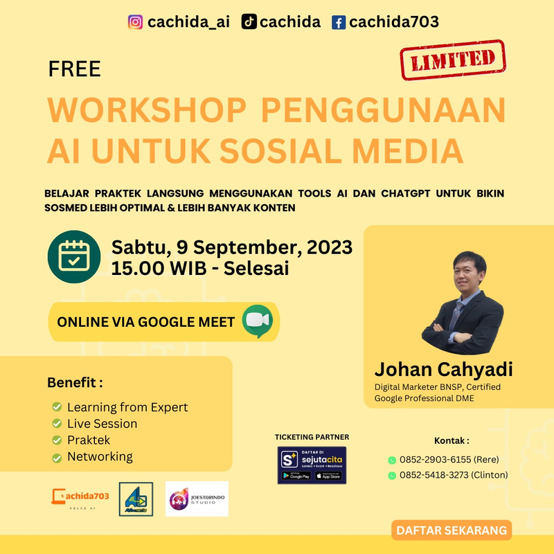 Highlight image for WORKSHOP PENGGUNAAN AI UNTUK SOSIAL MEDIA (RECORDED SESSION)