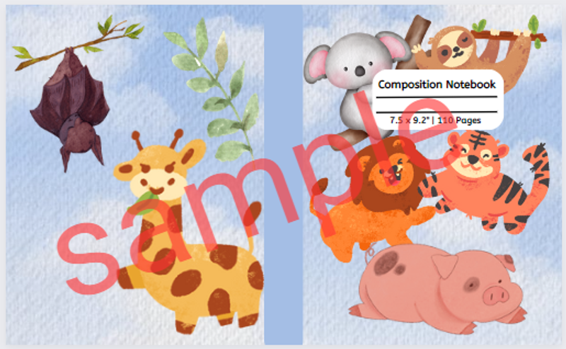 Highlight image 2 for [Printable] Buku Tulis Bergaris Animal Cute