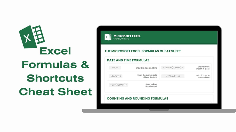 Highlight image 1 for Excel Formulas and Shortcuts Cheat Sheet