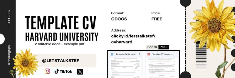 Highlight image for Template CV Harvard (editable docs)
