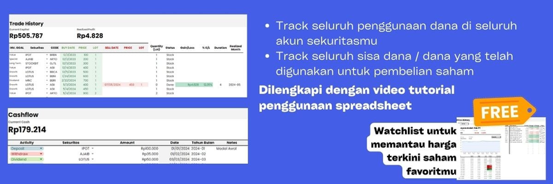 Highlight image for Multisekuritas Stock Investment Tracker + Cash Management (SAHAM INDONESIA)