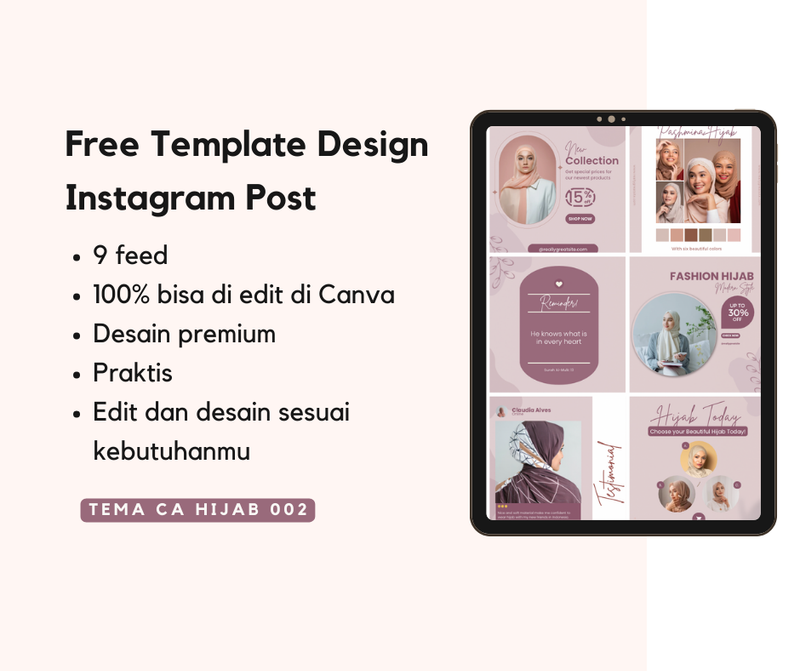 Highlight image for Free Template Instagram Post untuk Bisnis Hijab (Tema CA Hijab 002)