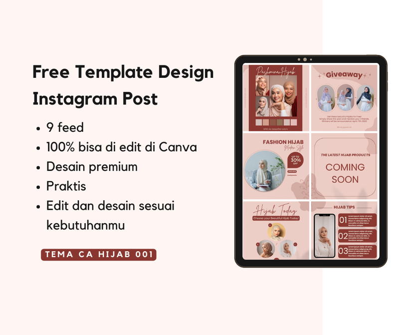 Highlight image for Free Template Instagram Post untuk Bisnis Hijab (Tema CA Hijab 001)