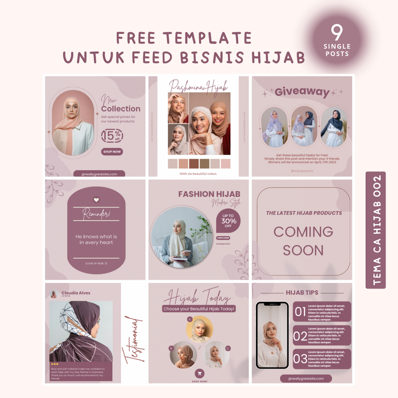 Highlight image for Free Template Instagram Post untuk Bisnis Hijab (Tema CA Hijab 002)
