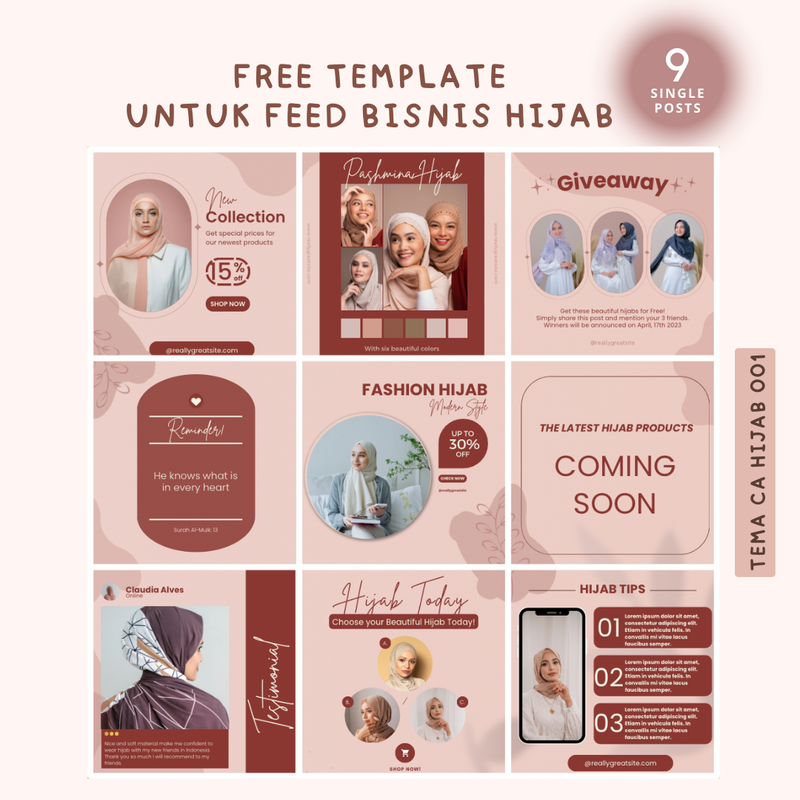 Highlight image for Free Template Instagram Post untuk Bisnis Hijab (Tema CA Hijab 001)
