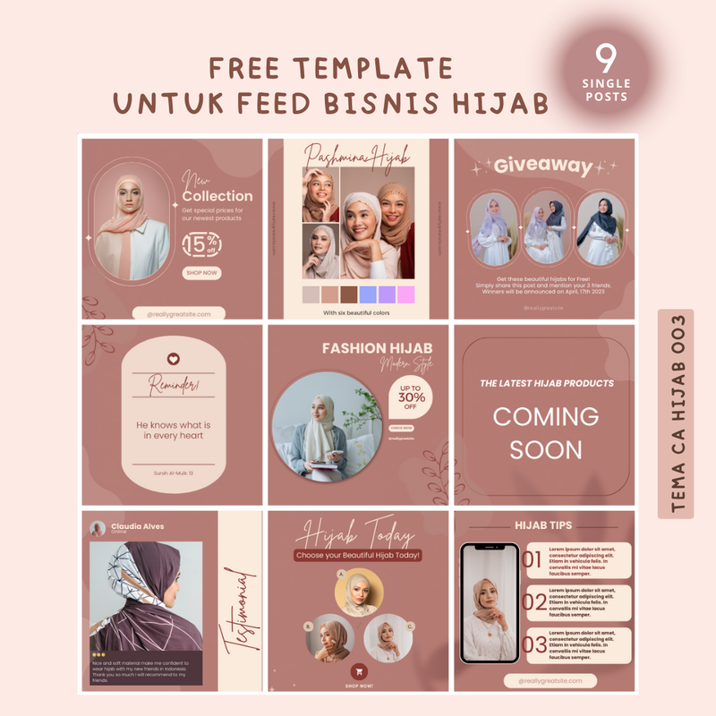 Highlight image for Free Template Instagram Post untuk Bisnis Hijab (Tema CA Hijab 003)