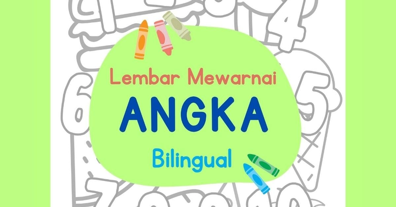 Highlight image 1 for Printable Worksheet: Mewarnai Angka Bilingual untuk Anak PAUD/TK
