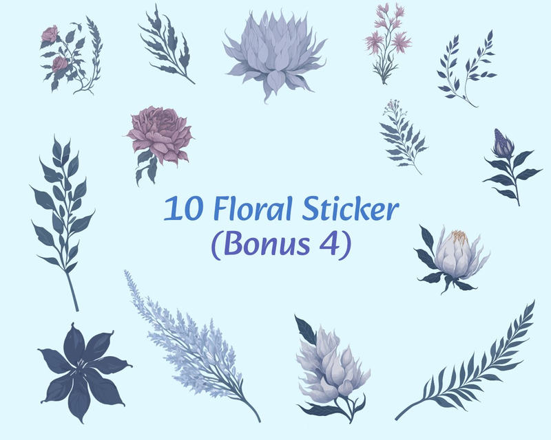 Highlight image for 10 Sticker Set Floral (Bonus 4)